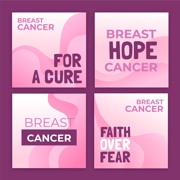 Gradient breast cancer awareness month instagram posts collection