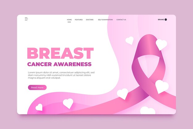 Gradient breast cancer awareness month landing page template