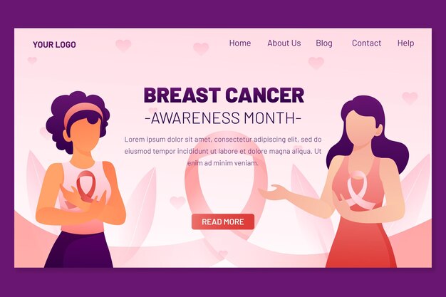 Gradient breast cancer awareness month landing page template