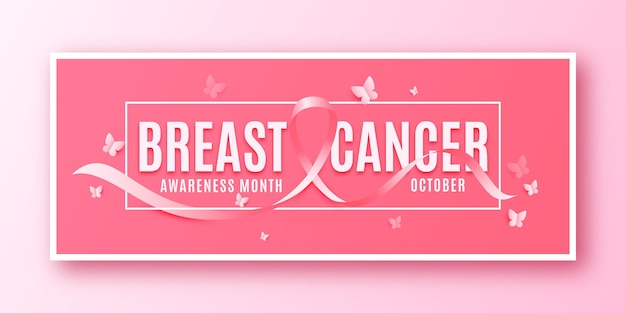 Free vector gradient breast cancer awareness month social media cover template