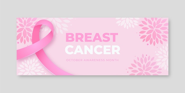 Gradient breast cancer awareness month social media cover template