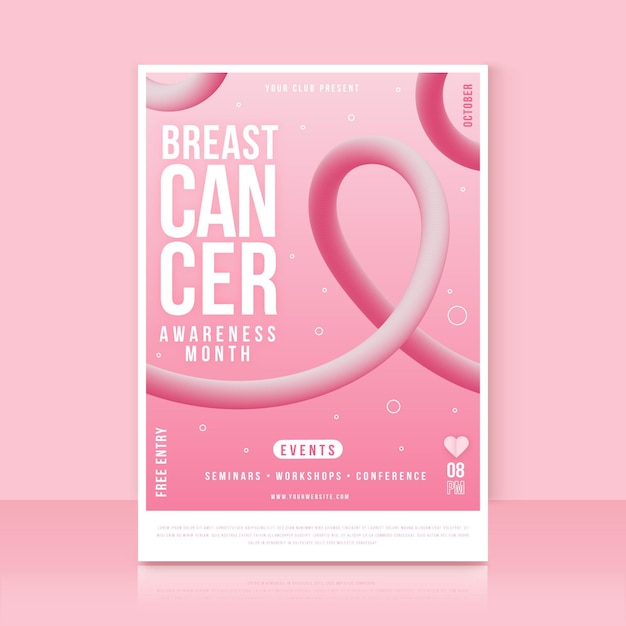 Gradient breast cancer awareness month vertical flyer template