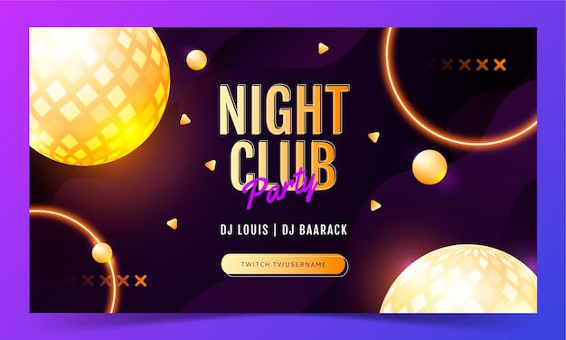 Free vector gradient bright night club twitch background