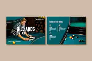 Free vector gradient brochure template for billiards and pool club