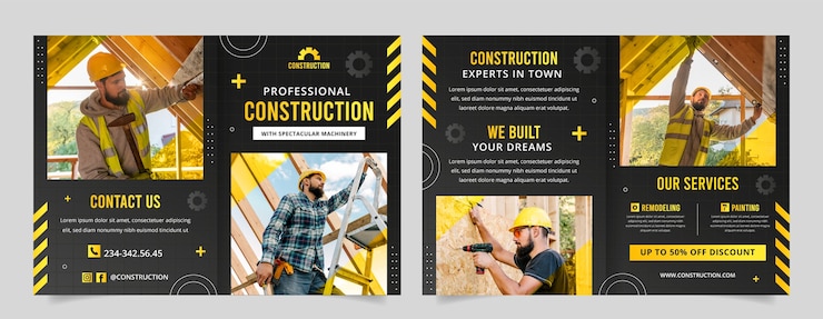 Free Vector gradient brochure template for construction domain
