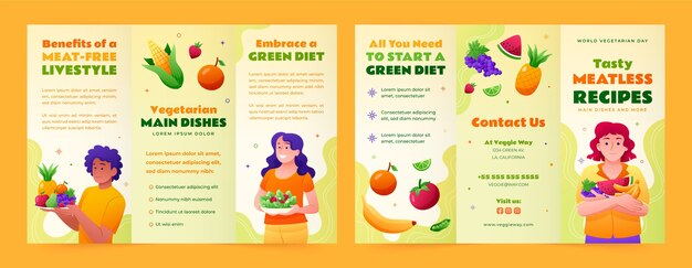 Gradient brochure template for world vegetarian day celebration