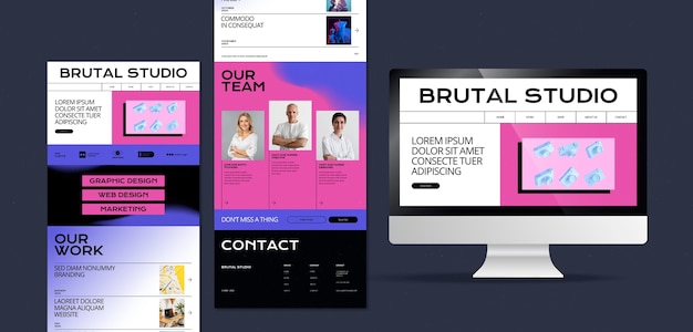 Gradient brutalism web design template