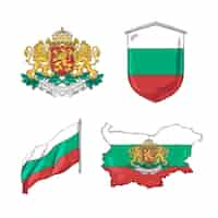 Free vector gradient bulgarian flags and national emblems set