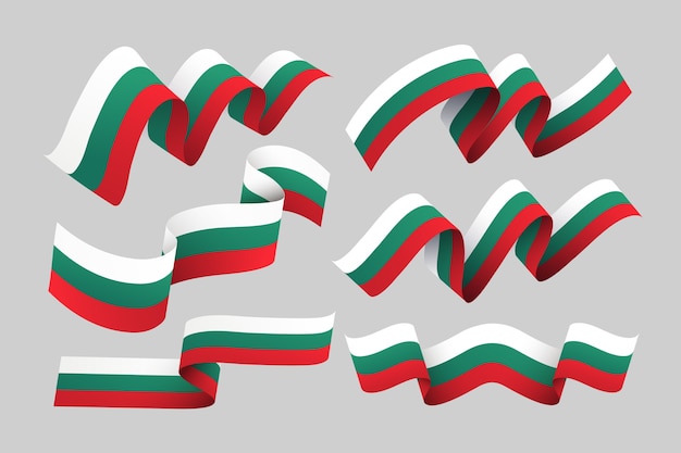 Free vector gradient bulgarian flags set