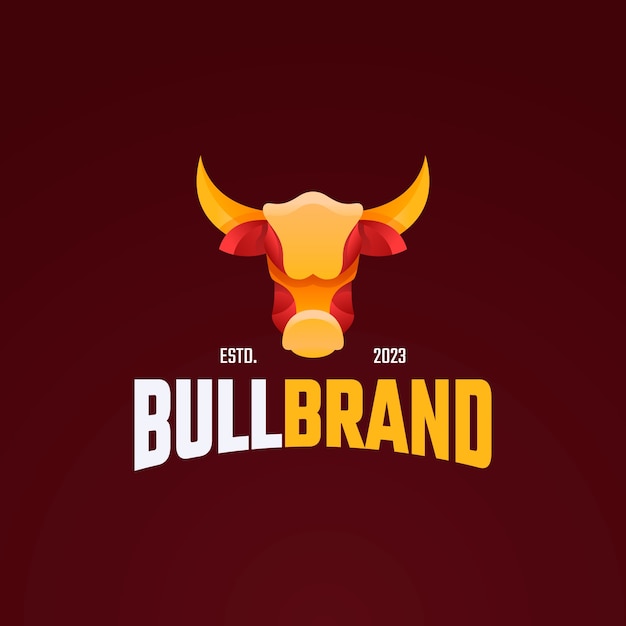 Vettore gratuito modello di logo bull sfumato