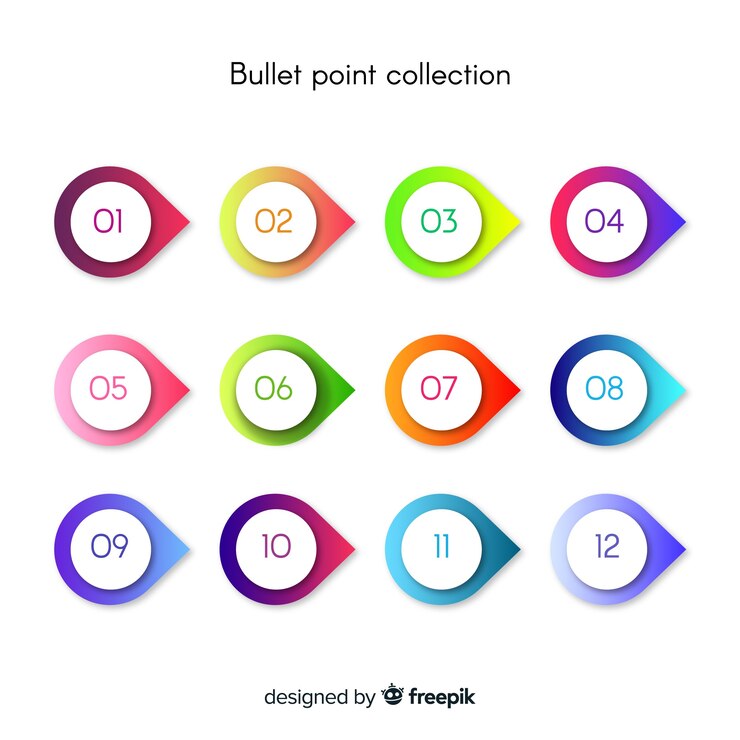 Free Vector gradient bullet point collection