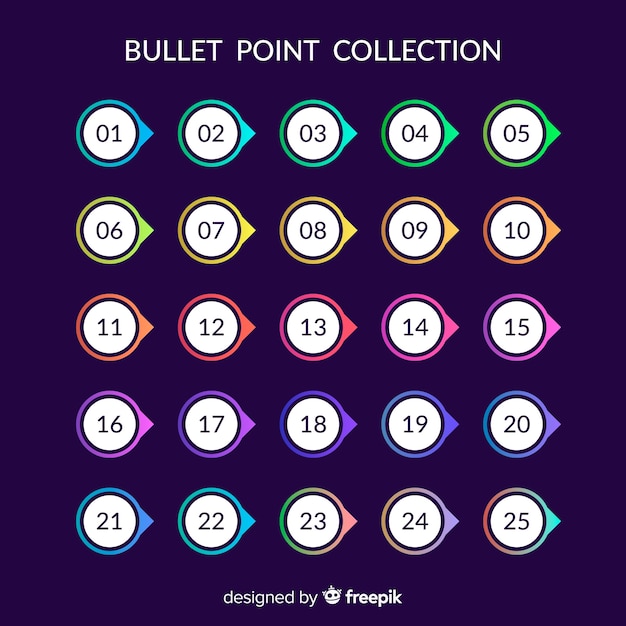 Gradient bullet point collection