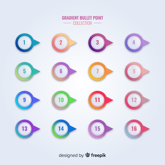 Gradient bullet point collection