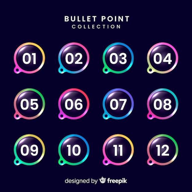 Free vector gradient bullet point collection