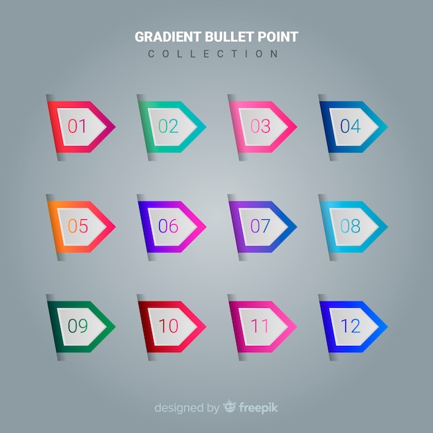 Free vector gradient bullet point collection