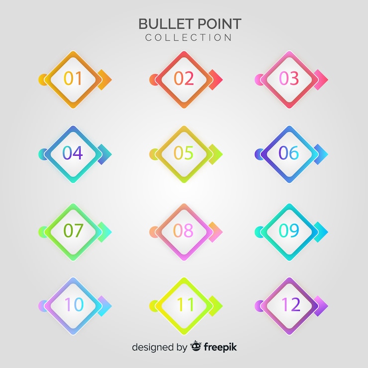 Free Vector gradient bullet point collection