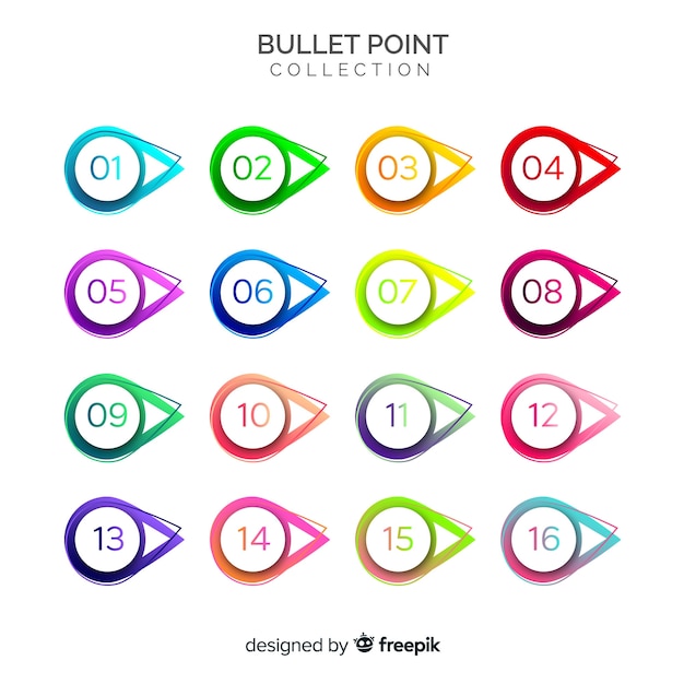 Free vector gradient bullet point collection