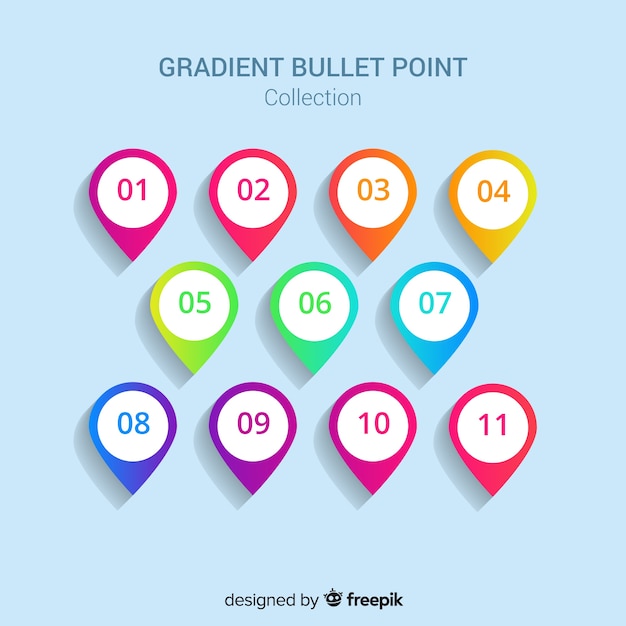 Gradient bullet point collection