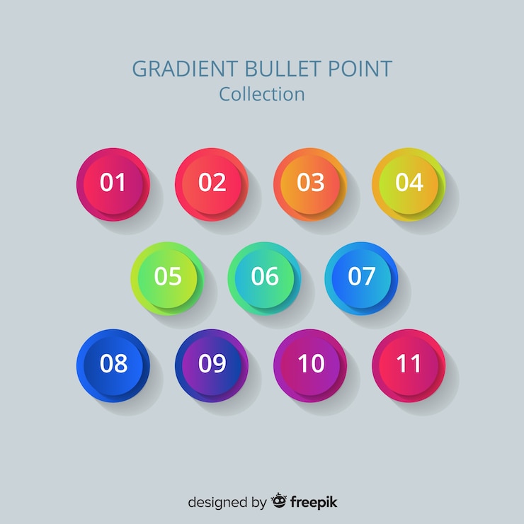 Free Vector gradient bullet point collection