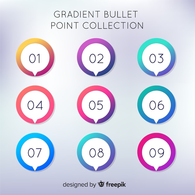 Free vector gradient bullet point collection