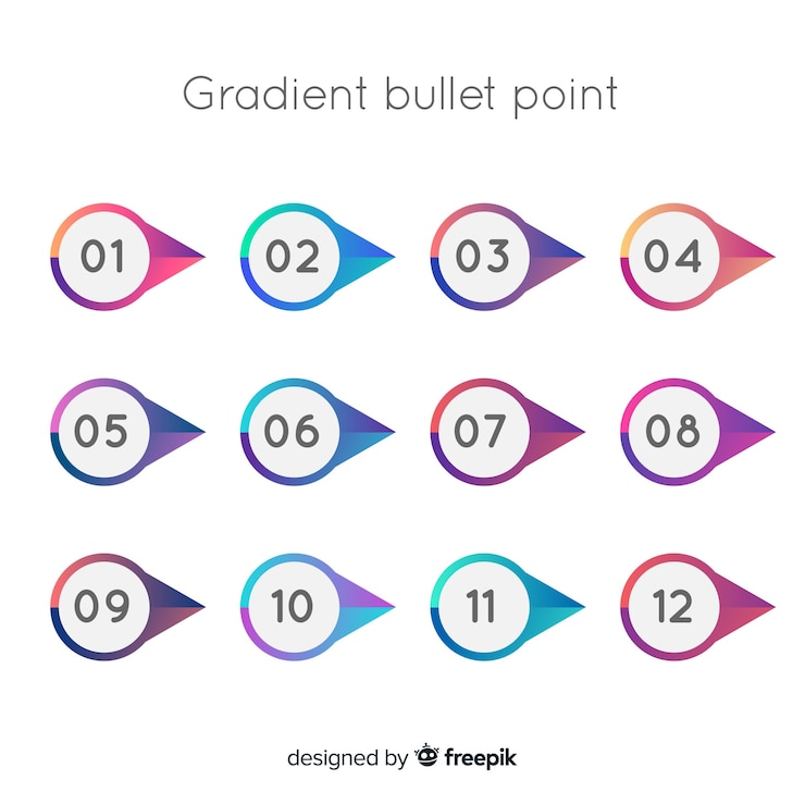 Free Vector gradient bullet point collection