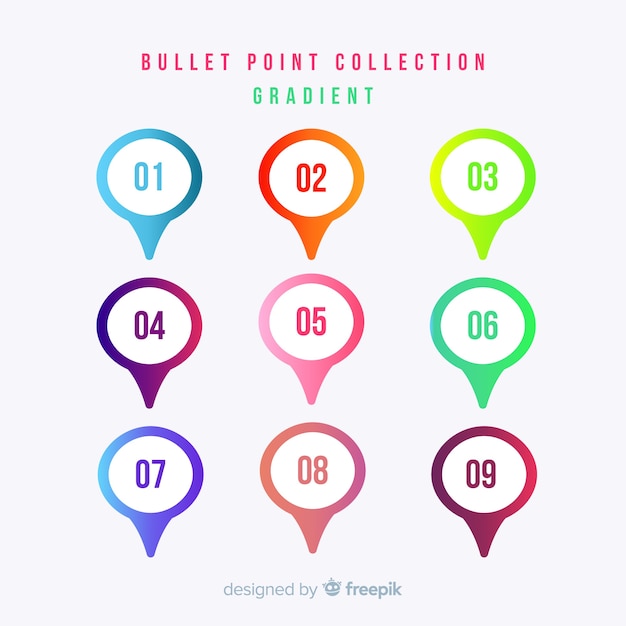 Free vector gradient bullet point collection