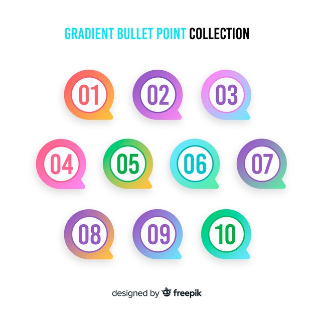 Gradient bullet point collection