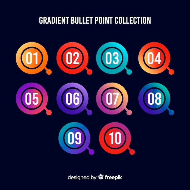 Gradient bullet point collection