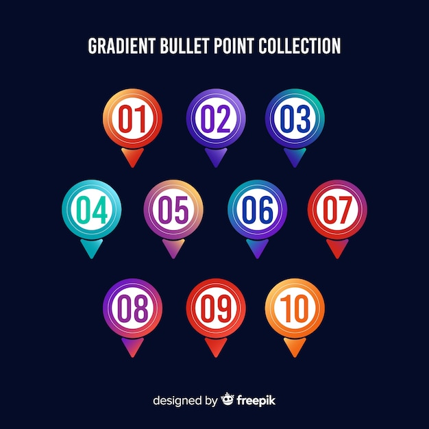 Free vector gradient bullet point collection