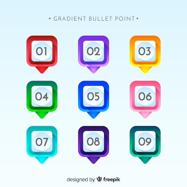 Free vector gradient bullet point collection