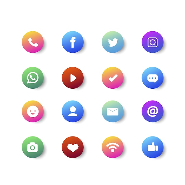 Gradient bullet point and social media icon collection