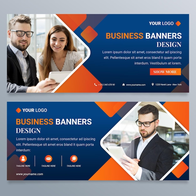 Gradient business banners design template
