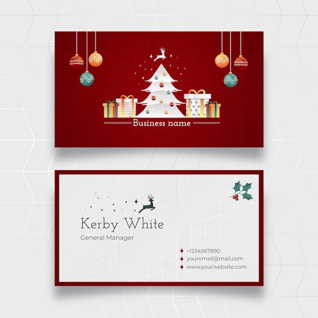 Free vector gradient business christmas cards template