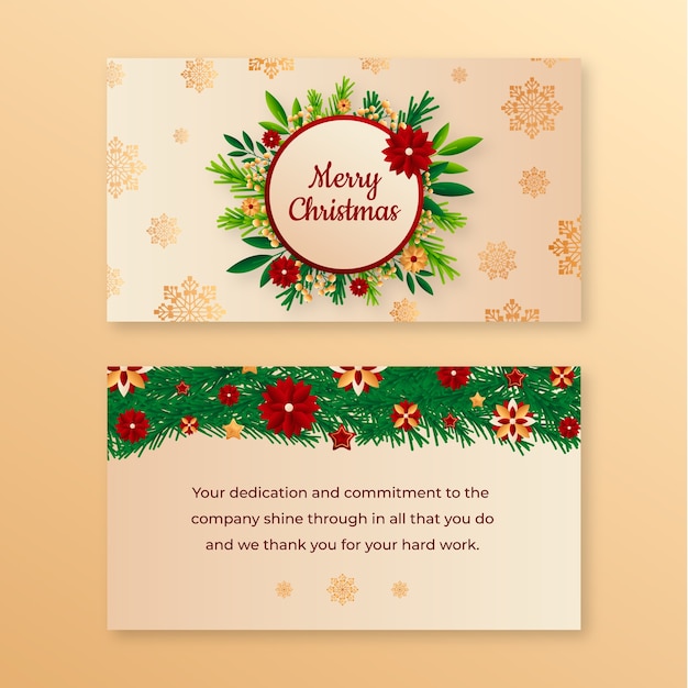 Free vector gradient business christmas cards template