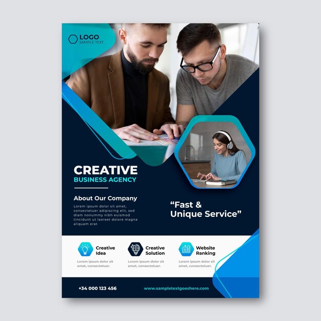 Gradient business flyer template with photo
