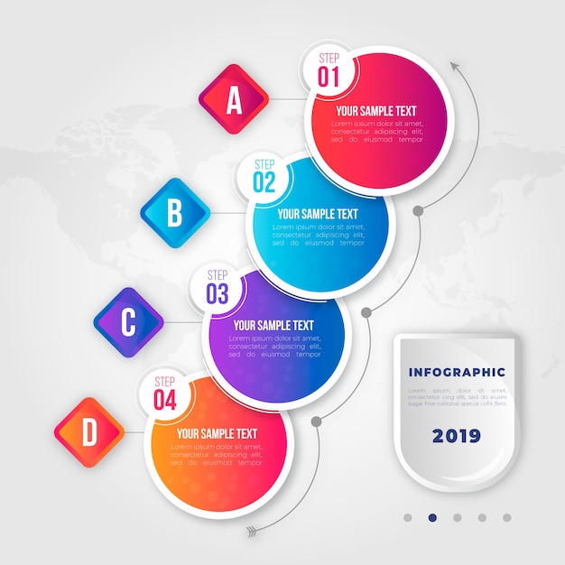 무료 벡터 그라데이션 비즈니스 infographic 단계