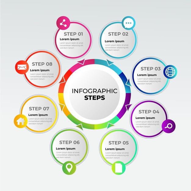 Gradient business infographic steps