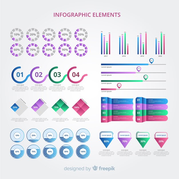 Gradient business infographics elements pack