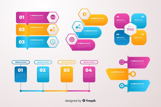 Gradient business infographics elements set