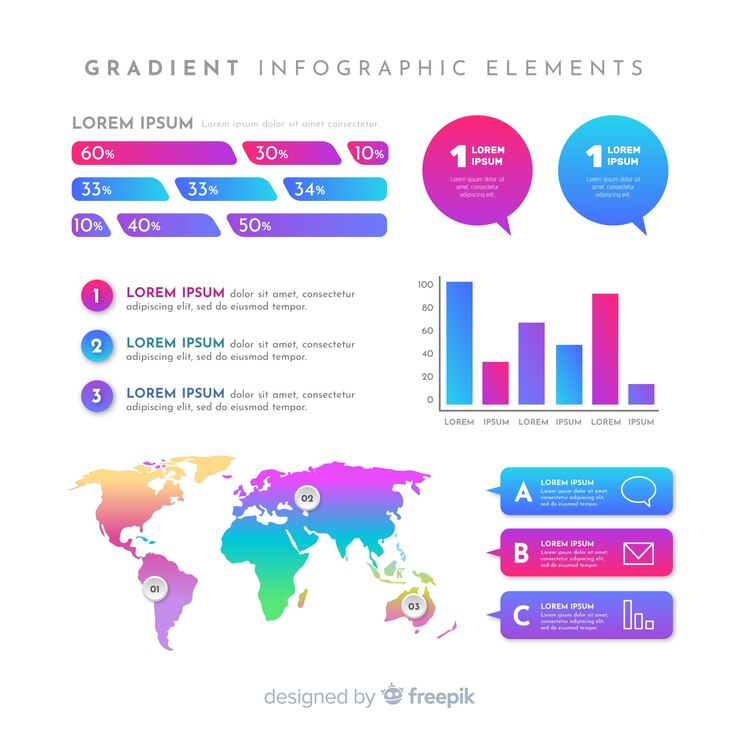Free Vector gradient business infographics elements set