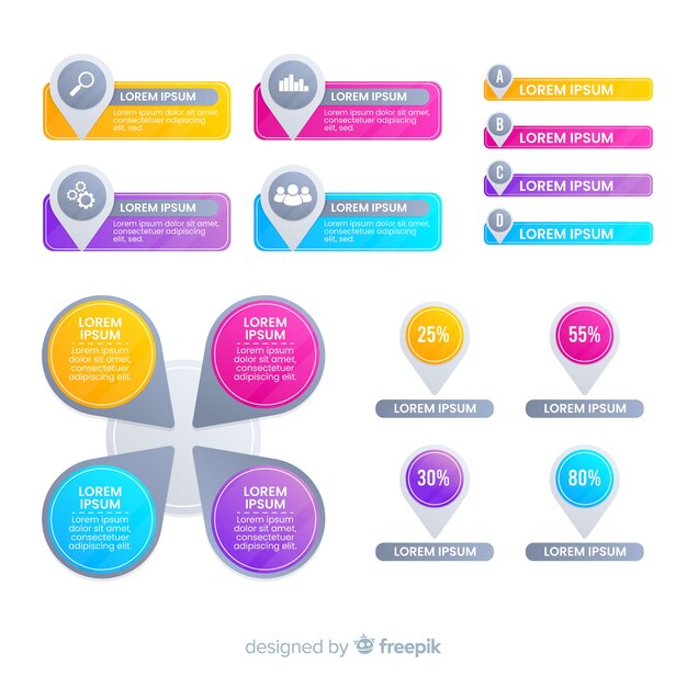 Gradient business infographics elements set