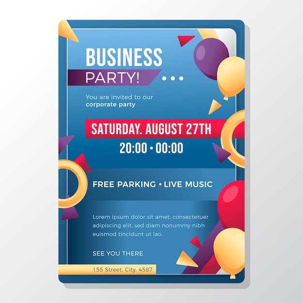 Free vector gradient business party invitation