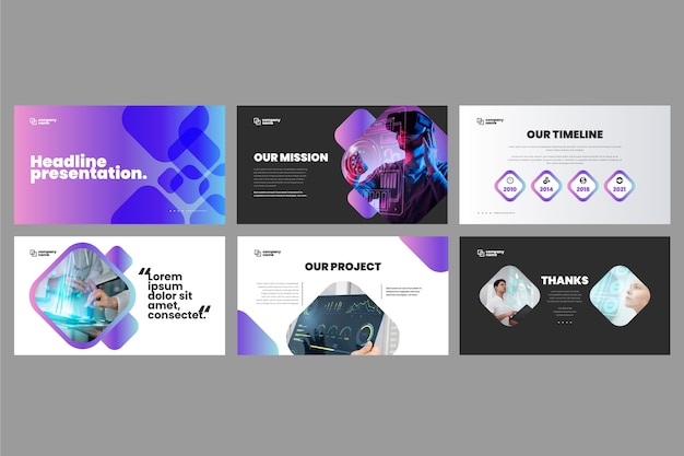 marketing slides template Free vector gradient business presentation templates