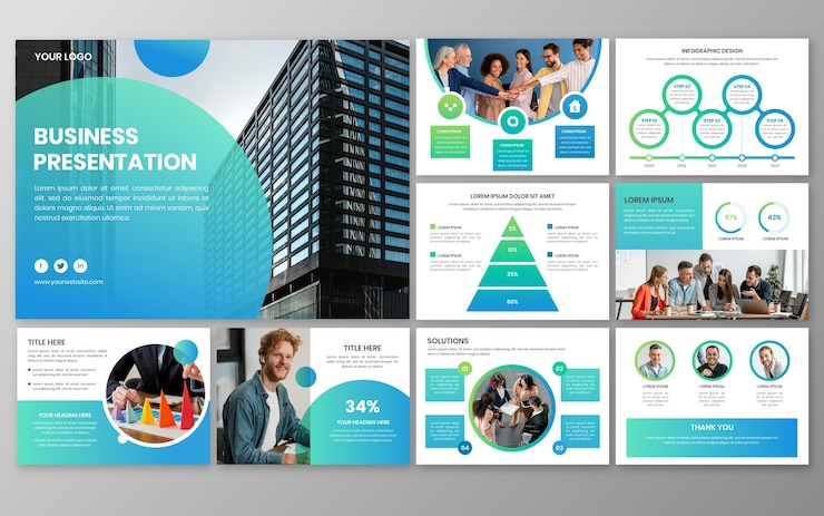 Free Vector gradient business presentation templates