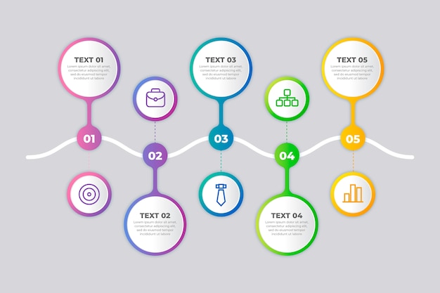 Gradient business timeline infographic