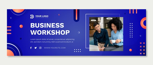 gradient business twitter header design template
