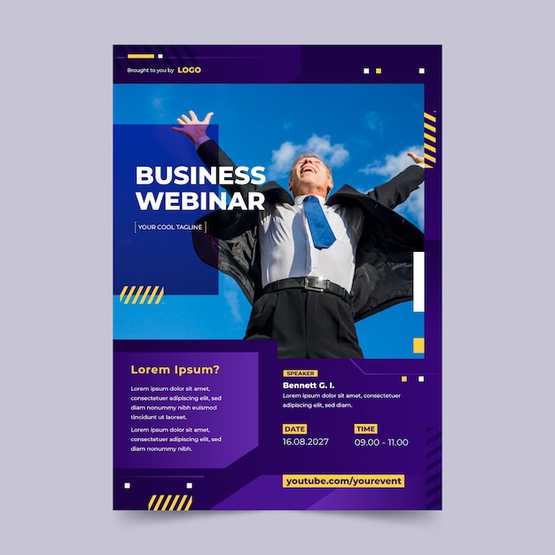 Free vector gradient business webinar poster template