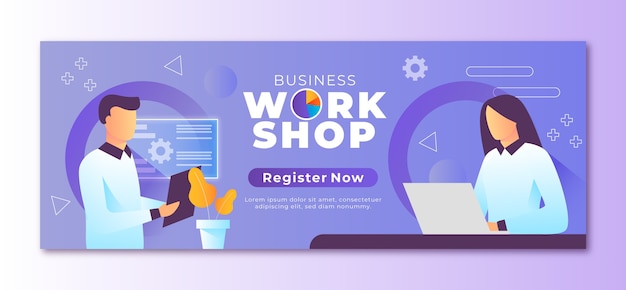 Free vector gradient business workshop facebook cover template