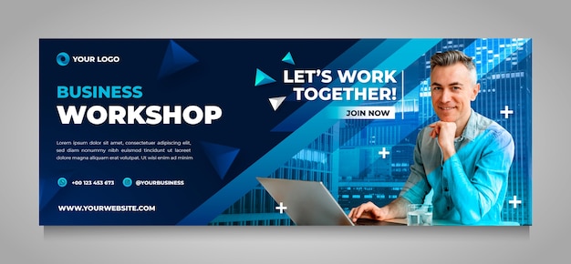 Free vector gradient business workshop facebook cover