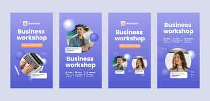 Free vector gradient business workshop instagram stories